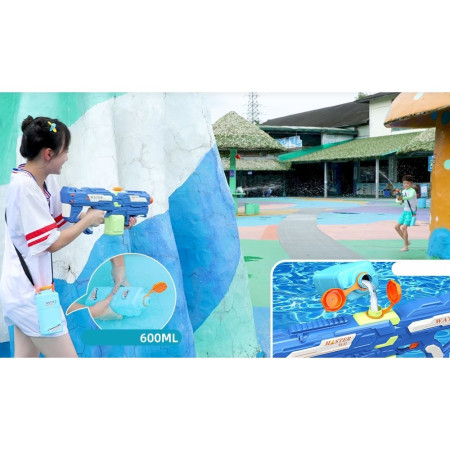 Pistol cu Apa pentru Copii, Rezervor 600ml, Cyrax, 14ani+, cu baterie 1500mAh, Electric Burst, Albastru/Verde, 800ML