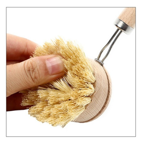 Perie de Curatat Vase si Alimente, Cyrax, din Lemn de Fag cu Coada, 24 x 5.8 cm, Perie din Sisal, Crem