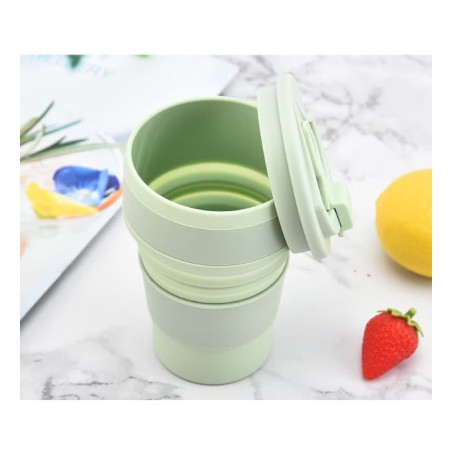 Pahar pliabil din silicon Cyrax, pentru calatorii, camping, 500 ml, verde