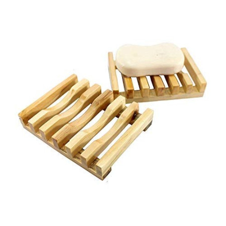 Savoniera,  din Lemn de Bambus, Scurgere Apa, 11.5 x 8 cm, Natur