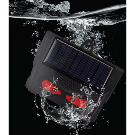 Set 2 Aparate Solare LED cu Ultrasunete,  Repelent pentru Animale Mari si Mici, Lumina Rosie si Alba, Anti Rozatoare, Anti Insecte, Frecventa 9-36KHZ, 10.2 x 10.6 x 2.8 cm, Negru