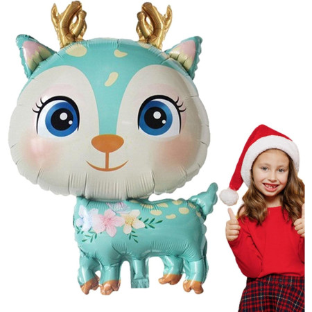 Balon din Folie Metalizata, Cyrax, Mini Figurine, Model Cerb, Tematica Aniversare, 49x74.5 cm, Ambalaj Individual, Pai Inclus, Umflare cu Aer sau Heliu, Albastru