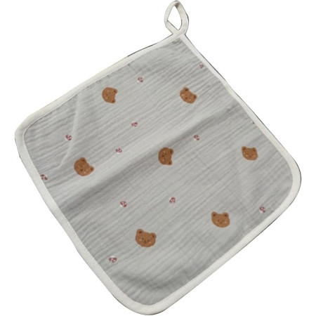 Prosop Absorbant, Cyrax, din Bumbac, 25 x 25 cm, Model Ursuleti, cu Agatatoare, Crem