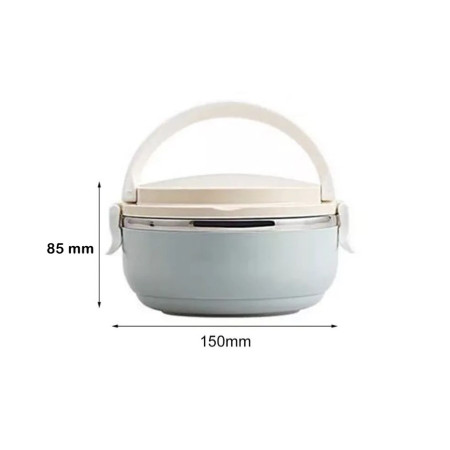Caserola pentru alimente Cyrax, lunch box, 700 ml, otel inoxidabil, maner, valva aerisire, inchidere etansa, 15 x 8.5 cm, albastru