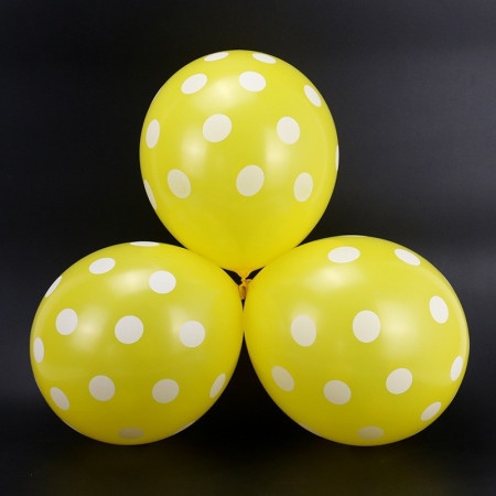 Set 10 Baloane din Latex, Cyrax, Model Party cu Buline si Simple, 30 cm, Galben, 2.8 g