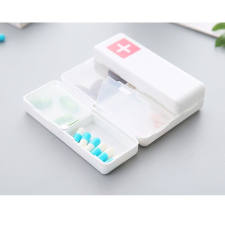 Cutie depozitare medicamente, 7 compartimente sigilate individual, pliabila, portabila,  Alb/Rosu