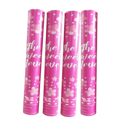 Tun Confetti, Cyrax, Confetti Inimioare si Mesaj Love, 40 x 5 cm, Roz Alb