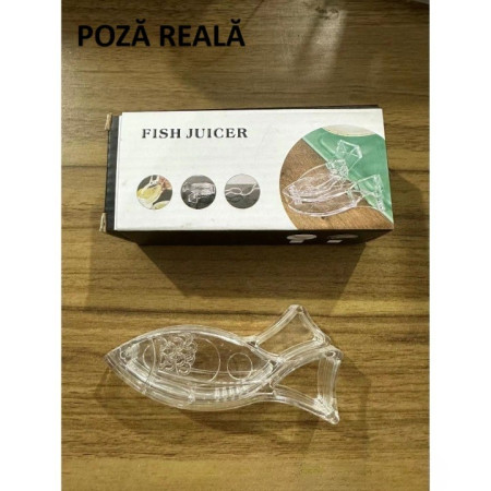 Storcator de Citrice Manual, Cyrax, Rezistente, Usor de Folosit si Depozitat, Durabil, Calitativ, 12x5.2 cm, Model Peste, Transparent