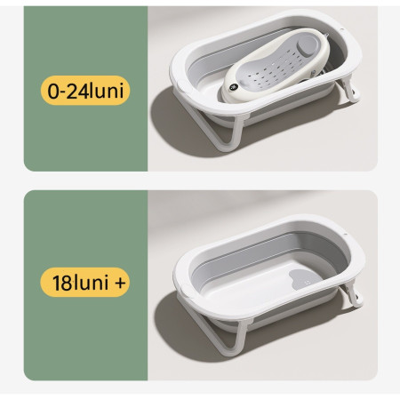 Cada de Baie Pliabila, Cyrax, cu Suport, Indicator de Temperatura, 0-8 Ani, din PP+TPR, 45 l Capacitate, 80 x 50 x 23 cm, Gri