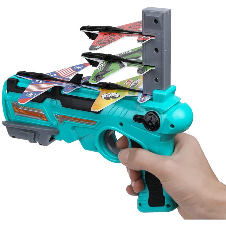 Cyrax Set Arma de jucarie tip lansator de avioane, Air Battle, Turcoaz