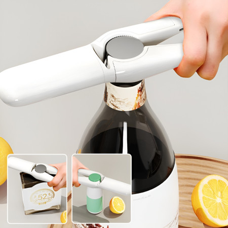 Desfacator de sticle 5in1, Cyrax, Razatoare, Curatator de Legume-Fructe, Deschizator de Conserve si Doze, 17.5x5x3cm, Alb