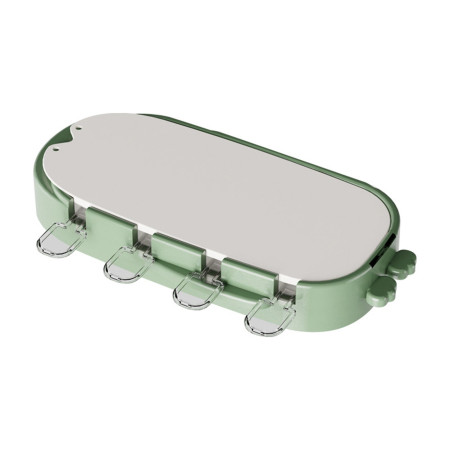 Forma pentru inghetata Cyrax, 4 compartimente, forme cu animalute, materialsilicon si ABS, 21 x 12.8 x 3cm, verde