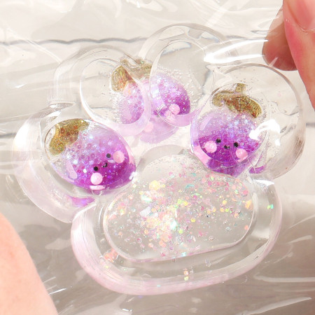 Jucarie Antistres Squishy, Cyrax, Labuta de Pisica Pufoasa, cu Revenire Lenta, 7 x 6.5 cm, Model Ciuperca, Multicolor