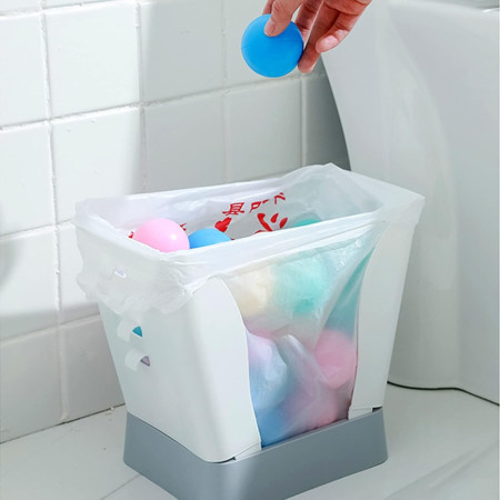 Cos de Gunoi Extensibil,  din Plastic, Reglabil, Pliabil, Versatil, pentru Bucatarie, Baie sau Birou, Cos Universal, 21x25x17 cm, Alb Gri