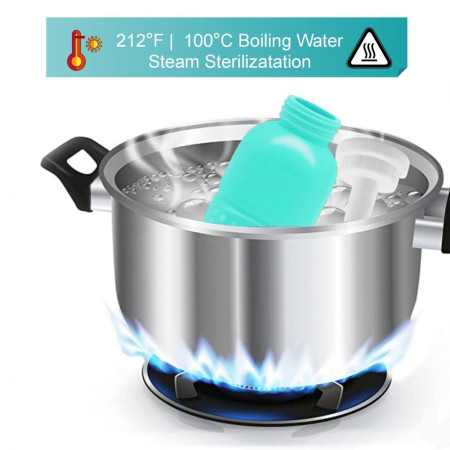 Bideu Portabil pentru Igiena Intima,  pentru Postpartum/ Postoperator, 450 mL, cu Capac si Husa Galbena, 29.5x7 cm, Culoare Recipient Verde