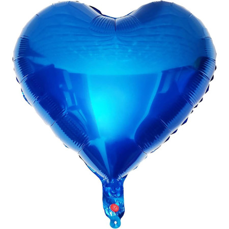 Balon din Folie Metalizata, Cyrax, Figurina Inimioara, Model Simplu, Tematica Iubire, 40 cm, Ambalaj Individual, Pai Inclus, Umflare cu Aer sau Heliu, Albastru