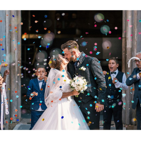 Tun de Confetti, Cyrax, Best Wishes 11 x 4 cm, Model Buline din Hartie si Folie, Alb