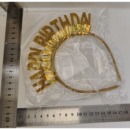 Coronita Decorativa pentru Petreceri, Cyrax, Tema Aniversare, Model Happy Birthday, Marime Universala, Auriu