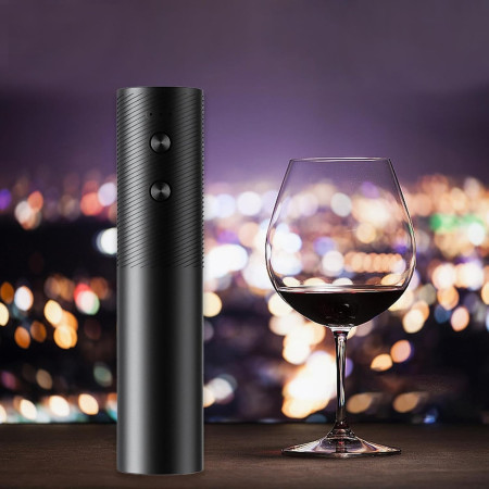 Tirbuson Electric, Cyrax, Deschizator Sticle de Vin, Incarcare USB, 20 x 4.6 cm, Negru