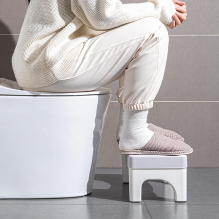 Scaunel WC, Cyrax, Tratament Impotriva Hemoroizilor si Constipatiei, Scaun Inaltator WC Copii, Suport Picioare WC, Taburet Inaltator Pozitia Corecta Ghemuit Pe WC, Plastic Rezistent, 17x22x38 cm, Alb