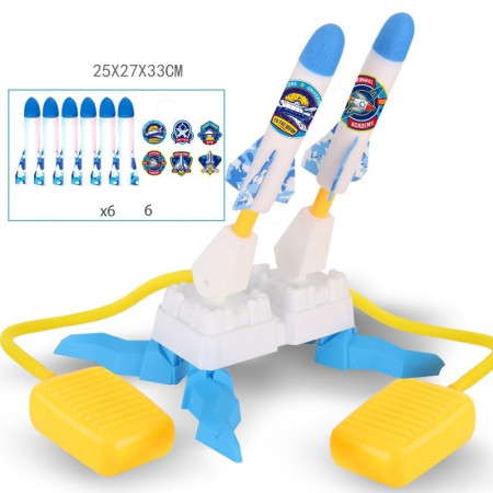 Jucarie pentru Copii, Cyrax, Lansator de Rachete cu Piciorul, Doua Lansatoare, 6 Rachete Fara Lumini, 33x25x27 cm, Alb-Albastru