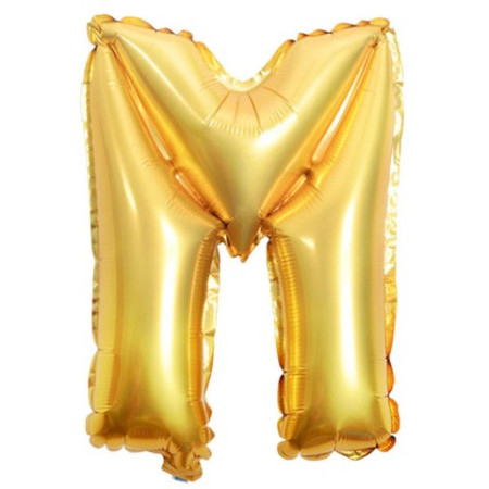 Balon Folie Metalizata Litera M, Cyrax, 80 cm, Umflati cu Heliu sau Aer, Ambalaj Individual, Pai inclus, Auriu