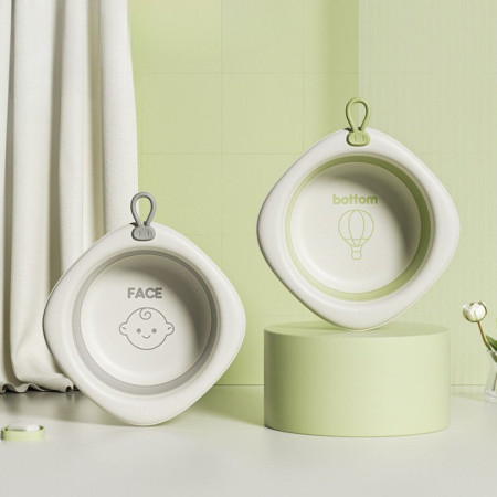 Cada Pliabila pentru Baie pentru Copii, Cyrax, Cadita pentru Bebelusi, Model Romb cu Balon, Verde, 31.5x31.5x3.5 cm, 3L