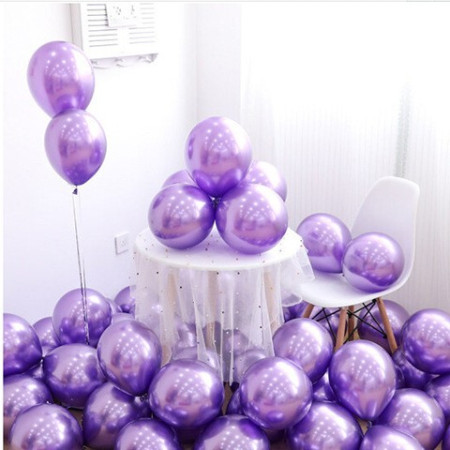 Set 12 Baloane, Cyrax, din Latex Chrome, 25 cm, Mov