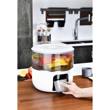 Dozator de apa Cyrax, 3 compartimente rotative, capacitate mare de 3l, alb