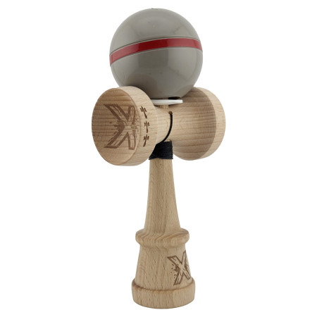 Kendama X Originala Silken, Profesionala, Cyrax, Cupe Mari KING SIZE V3, Super Sticky, Gaura in Baza, Rulment Metalic, din lemn 18 cm, Ata 55 cm, Ice Gri