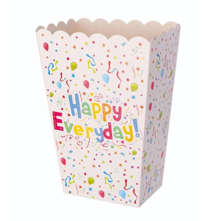 Set 6 Cutii de PopCorn, Cyrax, Model Happy Everyday, 17 x 15 cm, Multicolor