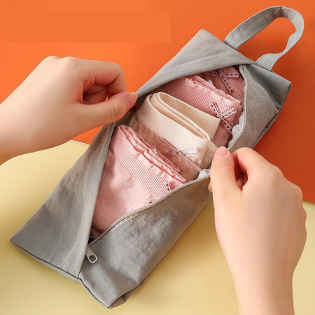 Geanta de Depozitare, Cyrax, Pentru Haine Mici, Lenjerie, Sosete, Cosmetice, Impermeabila, cu Maner, 10x20x3 cm, Gri