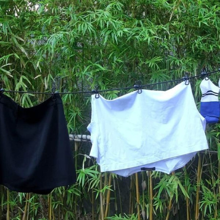 Sfoara pentru Uscarea Hainelor,  Uscator Sfoara Portabila, 12 Clips-uri Incluse, Lungime 180 cm, PP Cablu de Otel, Negru