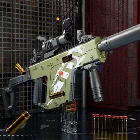 Pusca de Jucarie Cameleon Ultrarealista, Cyrax, cu Luneta, 20 de Proiectile din Spuma Moale, 10 Cartuse, 80 cm, 8 ani+, Verde