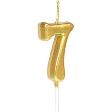 Lumanare de Tort, Cyrax, Model Cifra 7, Party, 4.5 x 2.5 cm, din Parafina, Auriu