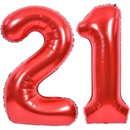 Balon din Folie Metalizata Cyrax, Figurina Cifra, Tema Aniversare 40 cm, Ambalaj Individual, Pai inclus, Umflare cu Aer sau Heliu, Rosu, Cifra 1