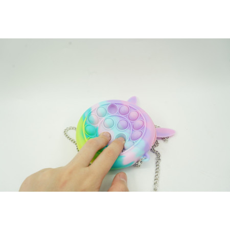 Jucarie antistres din silicon Cyrax, Pop it Now and Flip It ,Mini Geanta, Iepuras, 6 cm, Macarons