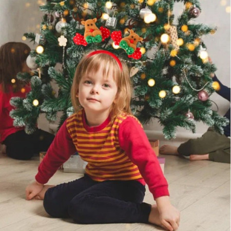 Coronita Decorativa, Cyrax, Tema Craciun, 12 x 25 cm, Model Reni, Marime Universala, Multicolor