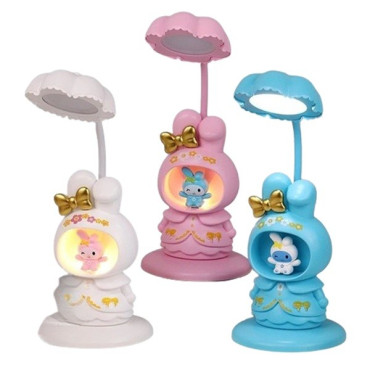 Lampa de Veghe, Cyrax, cu Ascutitoare de Creioane, 2 Functii de Lumina, de Birou si de Veghe, Model Iepuras, Incarcare USB 10 x 29 cm, Multicolor