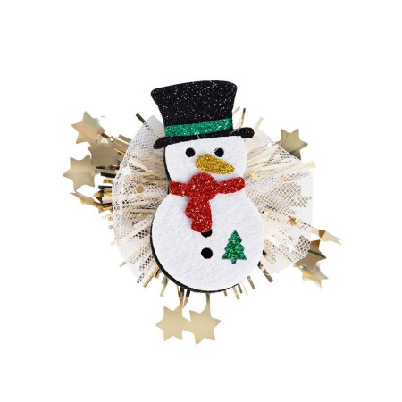 Agrafa de Par, Cyrax, Tema Craciun, Model Om de Zapada, din Panza, 8.5 x 8.8 cm, Multicolor