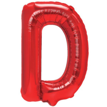 Balon Folie Metalizata Litera D, Cyrax, 40 cm, Umflati cu Heliu sau Aer, Ambalaj Individual, Pai inclus, Rosu