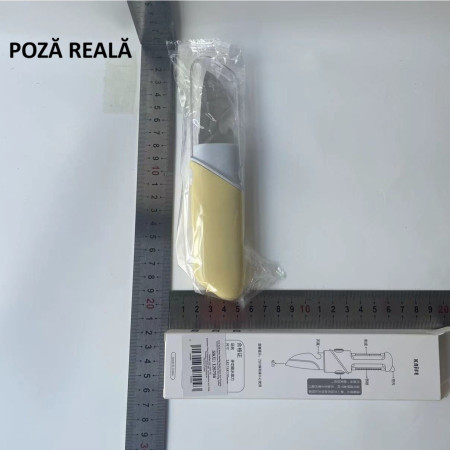 Cutit de Fructe Multifunctional, Cyrax, Razatoare, Curatator Fructe-Legume, Deschizator de Sticle, 18.1x3.8x2cm, Galben