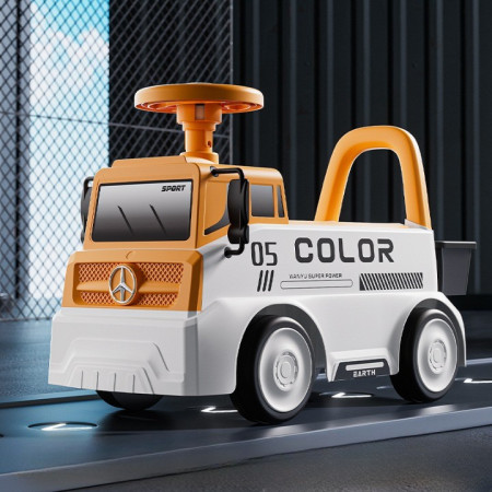 Mașinuță pentru copii, Cyrax, 3 ani, Model Camion, Sport, Claxon, Cutie Depozitare, 62x26x40 cm, Portocaliu