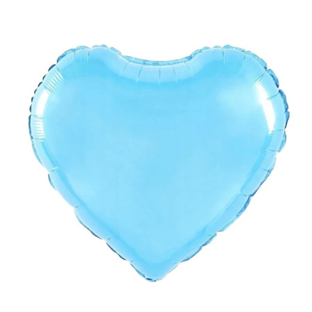 Balon din Folie Metalizata, Cyrax, Figurina Inimioara, Model Simplu, Tematica Iubire, 40 cm, Ambalaj Individual, Pai Inclus, Umflare cu Aer sau Heliu, Bleu