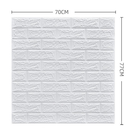 Set 10 Placi Tapet 3D,  70 x 77 cm, Grosime 3 mm, din Polietilena, Model Caramida, Suprafata acoperita 5.3 mp, Alb