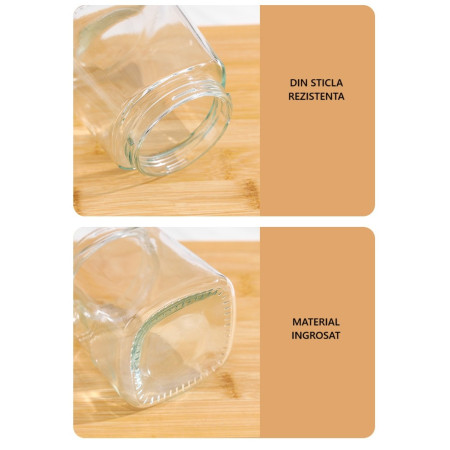 Recipient Condimente, Cyrax, din Stilca, 180 ml, cu Maner si Lingurita, 11.3 x 8.2 cm, Capac Ondulat, Verde