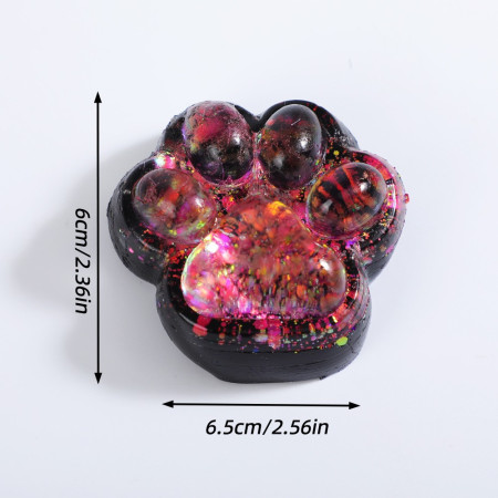 Jucarie Antistres Squishy, Cyrax, cu Revenire Lenta, Squeeze Pinch Family, Model Labuta de Pisica cu Sclipici, 6.5x6 cm, 60g, Ambalaj Transparent, Roz-Negru