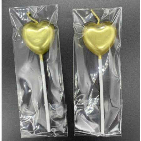 Lumanare de Tort, Cyrax, Model Inima, Party, 8.5 x 3 cm, Auriu