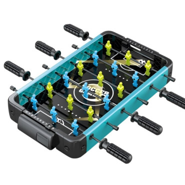 Masa de Fotbal cu Teren si 18 Jucatori Cyrax, 6 Manere, 2 Mingi, cu Tablou Scor, din ABS, 49.8x26x6.6 cm, Design Multicolor, pentru Copii/ Adulti