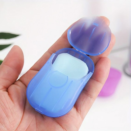 Mini Cutie de Sapun din Hartie,  de Unica Folosinta, Portabila, Potrivit pentru Calatorii, 20 buc, Albastru
